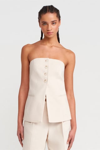 Halterlös Vävd Bandeau Blus