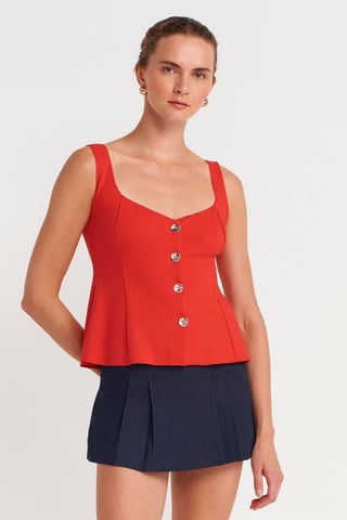 Aansluitende Mouwloze Peplum Blouse