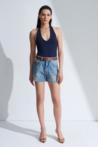 Halter-neck cut-out bodysuit