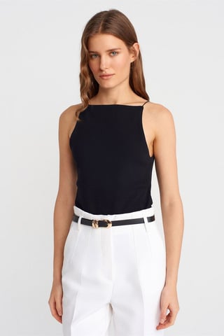 Slim-Fit Halterneck Jersey Blouse