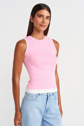 Sleeveless Ribbed Cotton Blouse