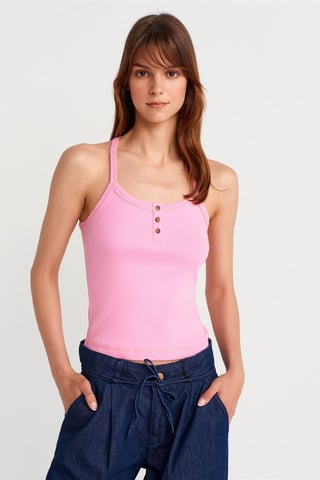 Slim Fit Ribbade Stickade Cami Blus