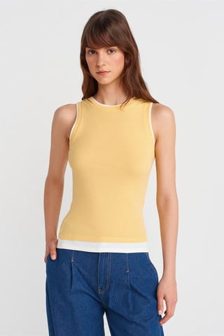 Sleeveless Ribbed Cotton Blouse