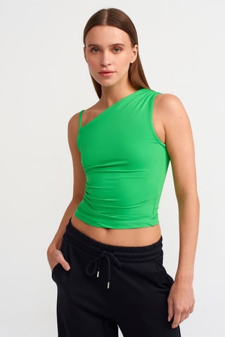 Ärmlös Croppad Blus med Asymmetrisk Krage