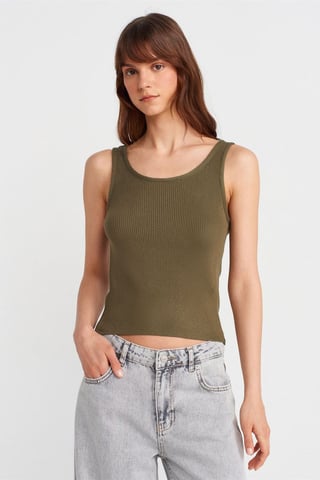 Ribbad Ärmlös Stickad Cami Blus