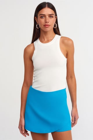 Ribbad Ärmlös Slim-Fit Blus