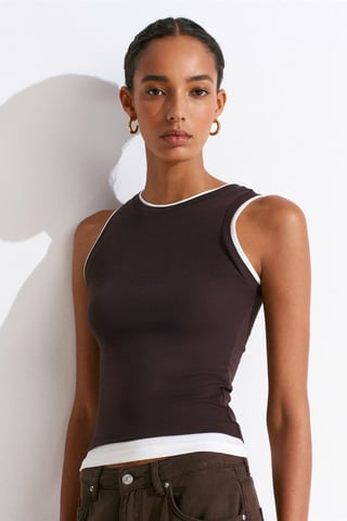 Sleeveless Ribbed Cotton Blouse
