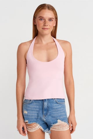 Slim Fit Halterneck Top med Uddskärning