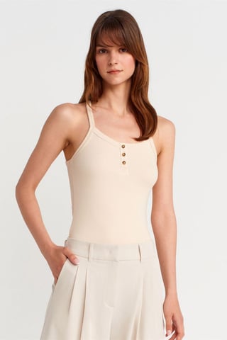 Slim Fit Ribbad Stickad Cami Blus