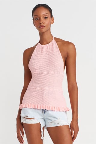 Slim Fit Halterneck Stickad Blus