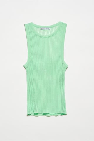 Ribbed Sleeveless Knit Blouse