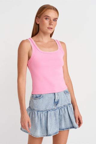 Kvinnors Ribbade Bomulls Cami Blus