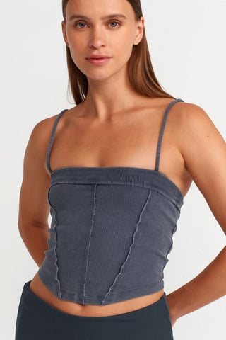 Ribbad Kvadraturringad Crop Top