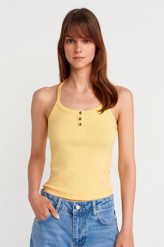 Slim Fit Ribbad Stickad Cami Blus