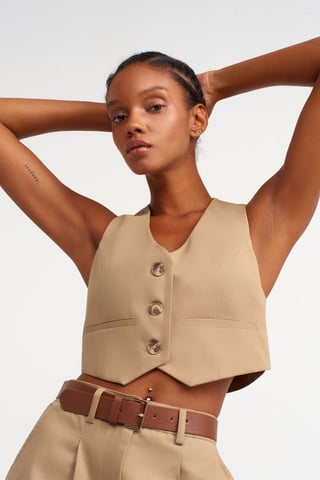 Bomull Poplin V-ringad Kort Blus