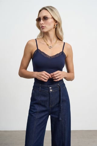 Slim Fit Sleeveless V-Neck Cami Blouse
