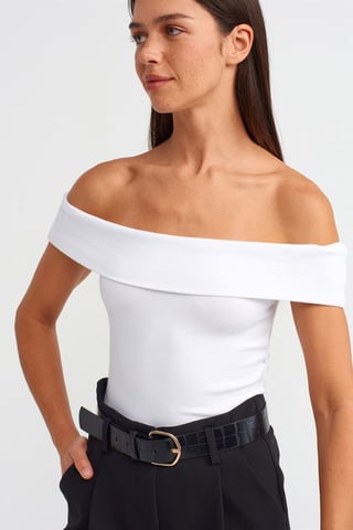Avskuren axel Slim-Fit Jersey Blus