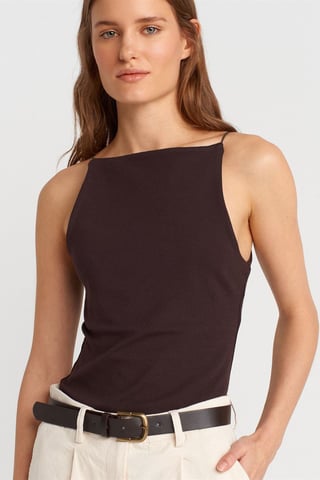 Slim-Fit Halterneck Jersey Blouse