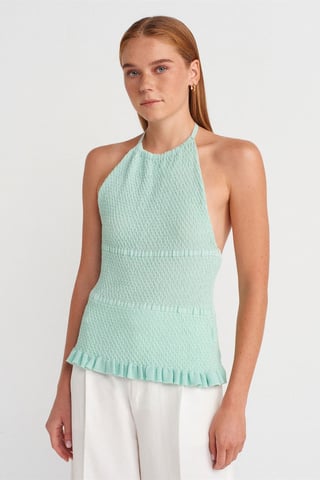 Slim Fit Halterneck Stickad Blus