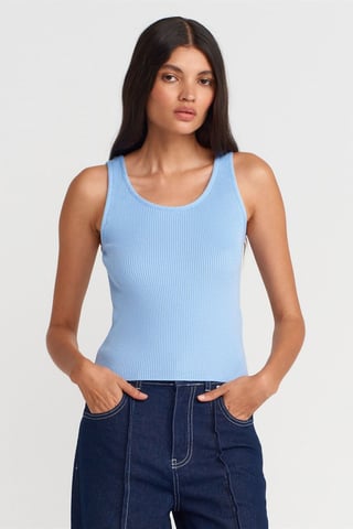 Ribbed Sleeveless Knit Cami Blouse