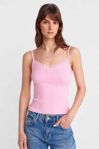 Slim Fit Lace Knit Cami Blouse