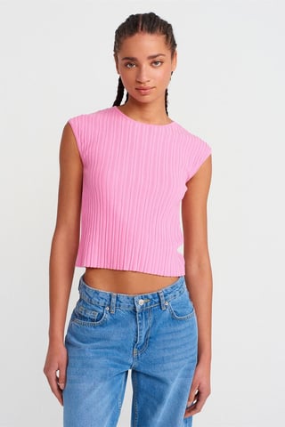 Ribbed Knit Crop Blouse
