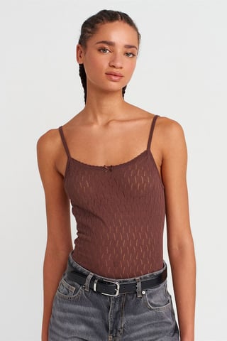 Textured Crop Cami Blouse With Bow Detail