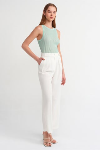 Ribbed Sleeveless Knit Blouse