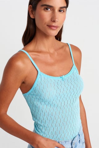 Textured Crop Cami Blouse With Bow Detail