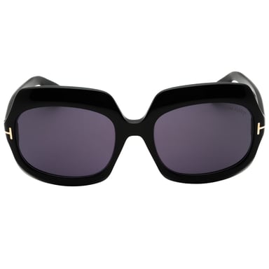 Tom Ford Glanzend Zwarte Oversized Zonnebril In Rookkleur