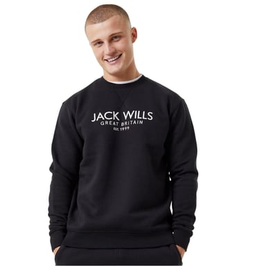 Jack Wills Mens Belvue Embroidered Logo Sweatshirt (Black)