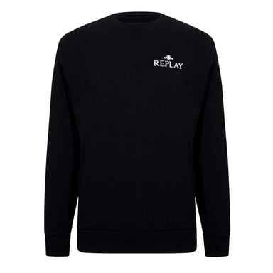 Replay Mens Logo Crew Neck Sweatshirt (Black)