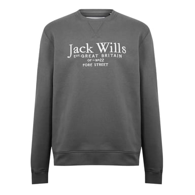 Jack Wills Mens Belvue Embroidered Logo Sweatshirt (Slate)