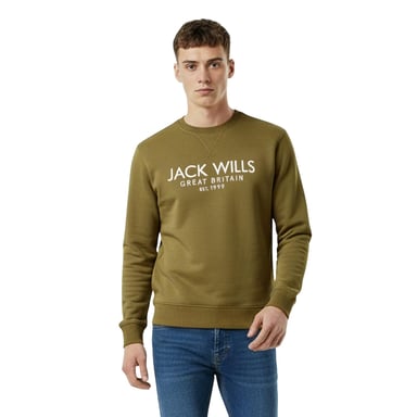 Jack Wills Mens Belvue Embroidered Logo Sweatshirt (Leaf)