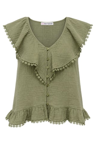 Cotton V-neck Sleeveless Blouse