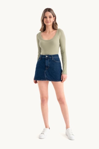 Långärmad Bas T-shirt i Bomull Croptop