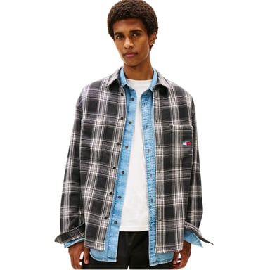 Tommy Jeans Mens Plaid Overshirt (Black)