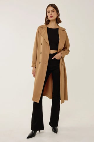 Dubbelzijdig Gordijn Trenchcoat met Ceintuur