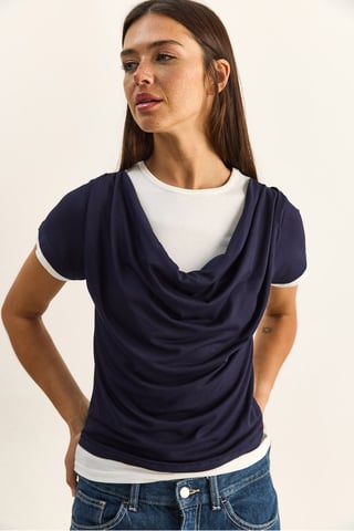Women's Cowl Neck Short Sleeve T-Shirt