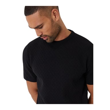 Threadbare Mens Textured Rib Knit Regular T-Shirt (Black)