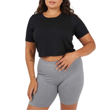 Brave Soul Womens/Ladies Plain Plus Crop T-Shirt (Black)