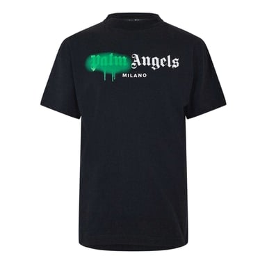Palm Angels Mens Milano Spray Logo T-Shirt (Black/Green)