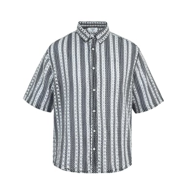 Firetrap Mens Patterned Short-Sleeved Shirt (Black/White)