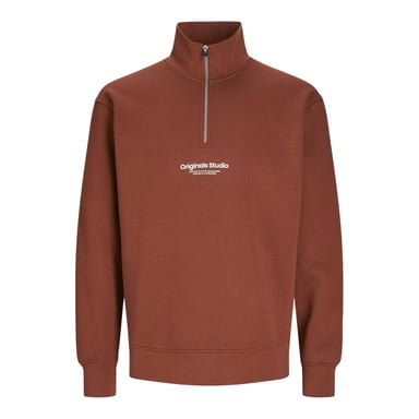 Jack And Jones Mens Originals Studio Half Zip Sweatshirt (Brandy)