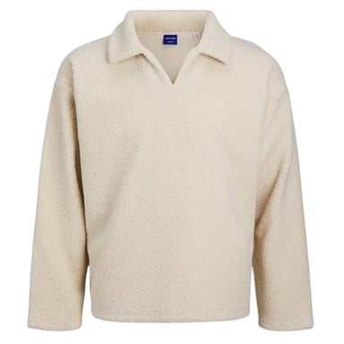 Jack And Jones Mens Teddy Fleece Long-Sleeved Sweatshirt (Oatmeal)