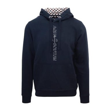 Aquascutum Mens Lettering Pullover Hoodie (Navy)