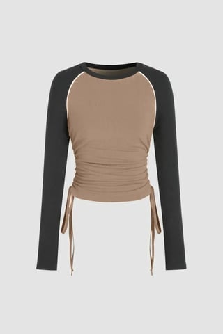 Färgglad Blockad Crew Neck Topp
