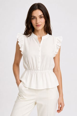 Texturerad Jacquard Peplum Blus