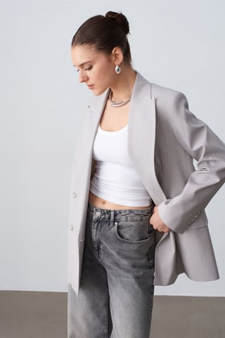 Lång Crepe Blazer Jacka