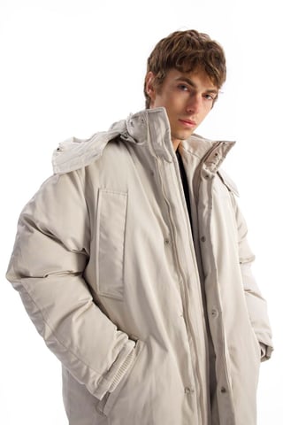 Thick Hooded Puff Coat with Zipper and Pockets